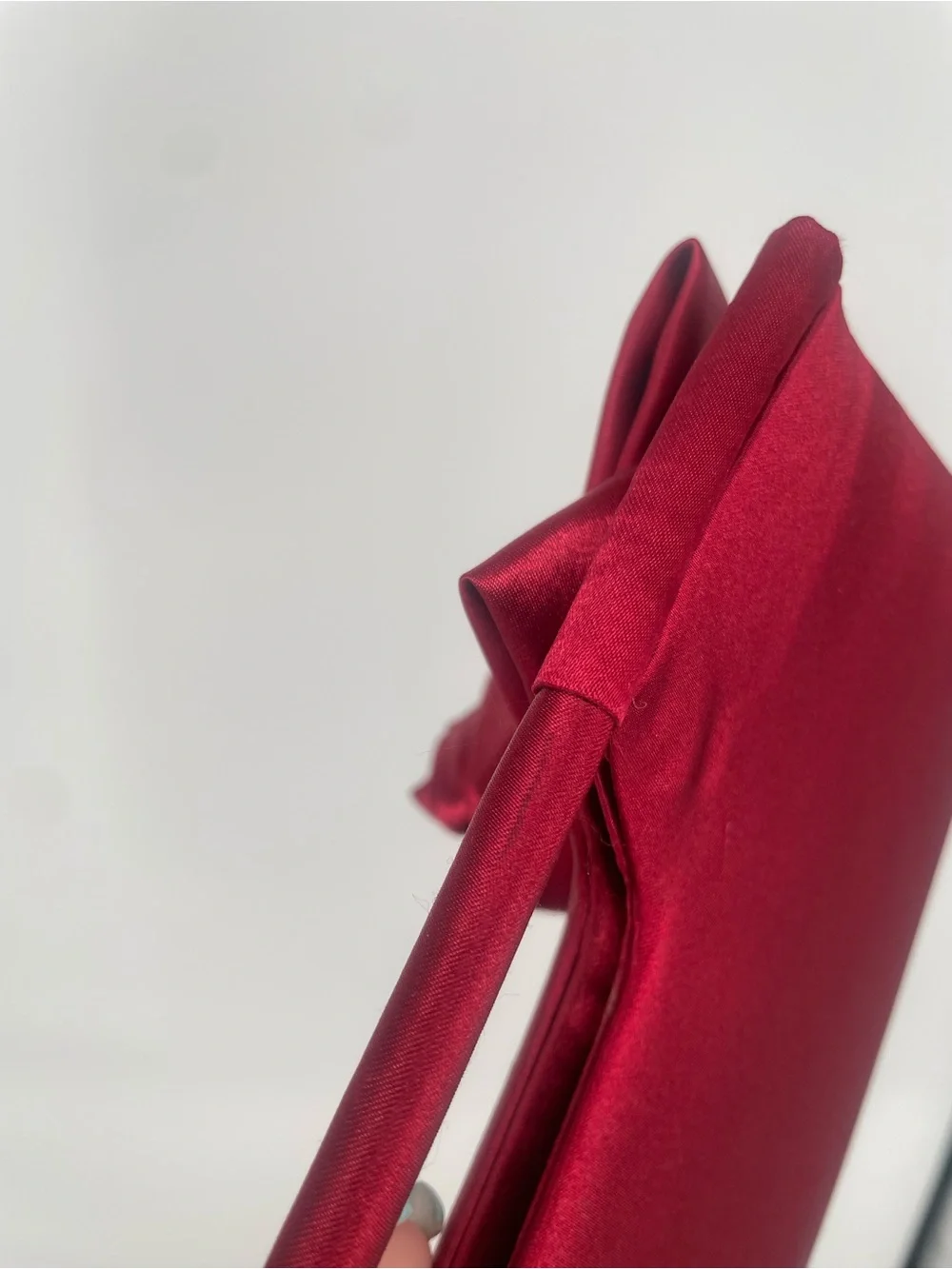 Y2K Red Satin Rosette Small Evening Bag Clutch Snap Close Formal Handbag